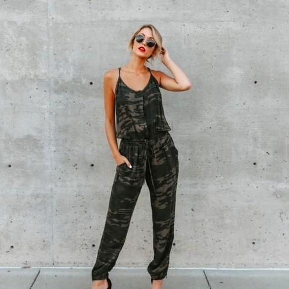 Come Here Camo Pocketed Jumpsuit - Picture 1 of 4